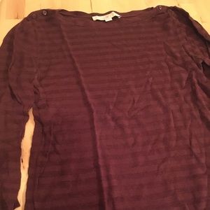 Loft maroon striped 3/4 sleeve top